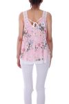 TOP DENTELLE ET FLEURS 0086 ROSE