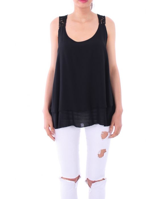 TOP DE ENCAJE CON ESPALDA 0105 NEGRO