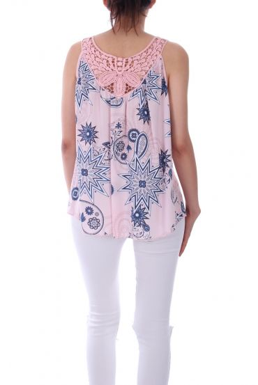 TOP STAMPA INDIETRO PIZZO 0114 ROSA