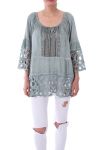 TUNIC MIX LACE 0116 BLEU - BOHEME