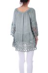 TUNIC MIX LACE 0116 BLEU - BOHEME