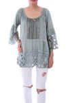 TUNIC MIX LACE 0116 BLEU - BOHEME