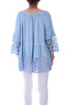 TUNIC MIX LACE 0116 BLEU - BOHEME