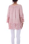 TUNIC MIX LACE 0116 BLEU - BOHEME