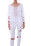 TUNIC MIX LACE 0116 BLEU - BOHEME