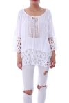 TUNIC MIX LACE 0116 BLEU - BOHEME