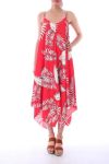 KLEID DRUCKT TROPICAL 0119 ROT