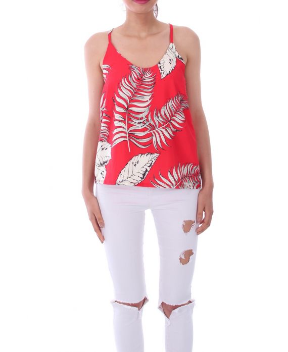 TOP IMPRIME TROPICAL 0121 ROUGE