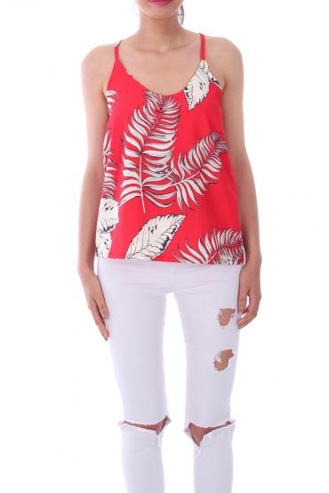 TOP IMPRIME TROPICAL 0121 ROUGE