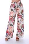 PANTALON IMPRIME TROPICAL 0122 BLANC