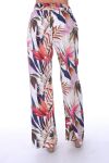 PANTALON IMPRIME TROPICAL 0122 BLANC