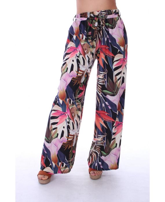 PANTALON IMPRIME TROPICAL 0122 NOIR