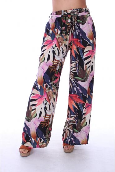 BROEK PRINTS VAN TROPISCHE 0122 ZWART