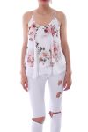 TOP IMPRIME FLORAL 0125 BLANC