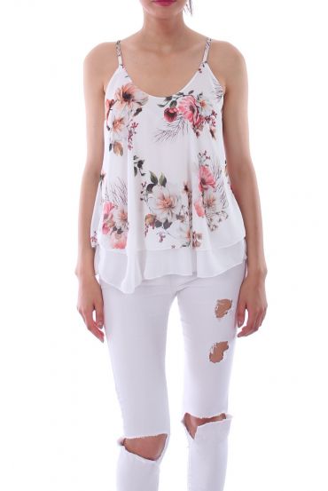 TOP STAMPA FLOREALE 0125 BIANCO