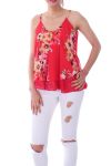 TOP IMPRIME FLORAL 0125 ROUGE