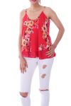 TOP STAMPA FLOREALE 0125 ROSSO