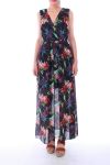 LONG DRESS PRINT TROPICAL 0126 BLACK