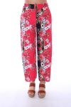 PANTALON IMPRIME FLEURS 0128 ROUGE