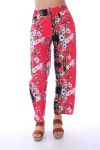 PANTALON IMPRIME FLEURS 0128 ROUGE