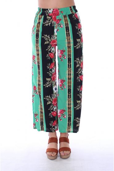 BROEK PRINTS VAN BLOEMEN 0128 GROEN