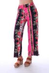 PANTALON IMPRIME FLEURS 0128 FUSHIA