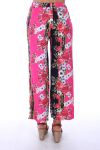 PANTALON IMPRIME FLEURS 0128 FUSHIA