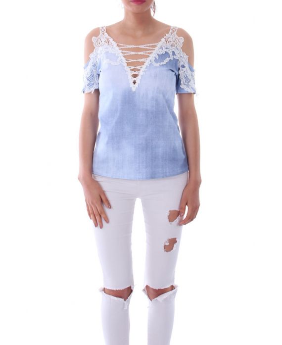 TOP EMPIECEMENT KANT 0049 BLAUW