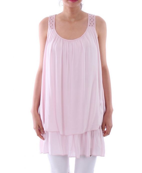 ROBE TUNIQUE AJOUREE 0107 ROSE