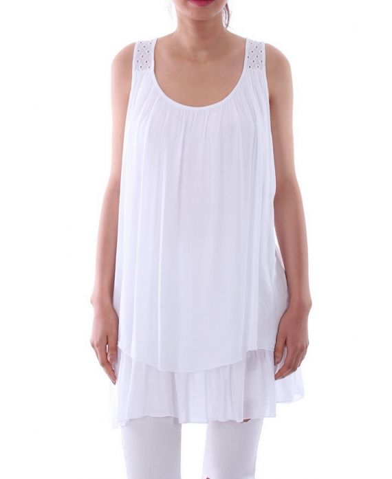 ROBE TUNIQUE AJOUREE 0107 BLANC