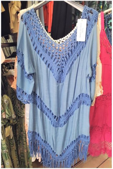 BEACH TUNIC CROCHET 0129 BLUE