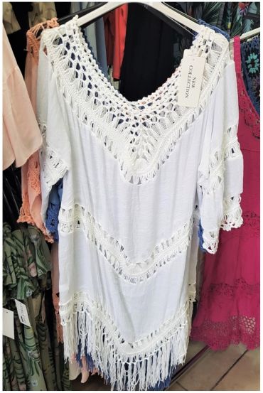 BEACH TUNIC CROCHET 0129 WHITE