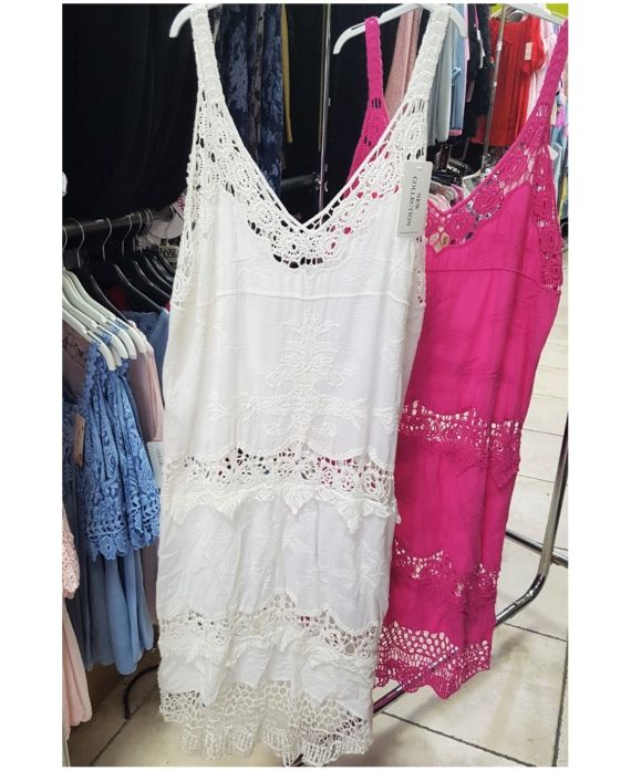 BEACH DRESS LONG LACE 0111 WHITE