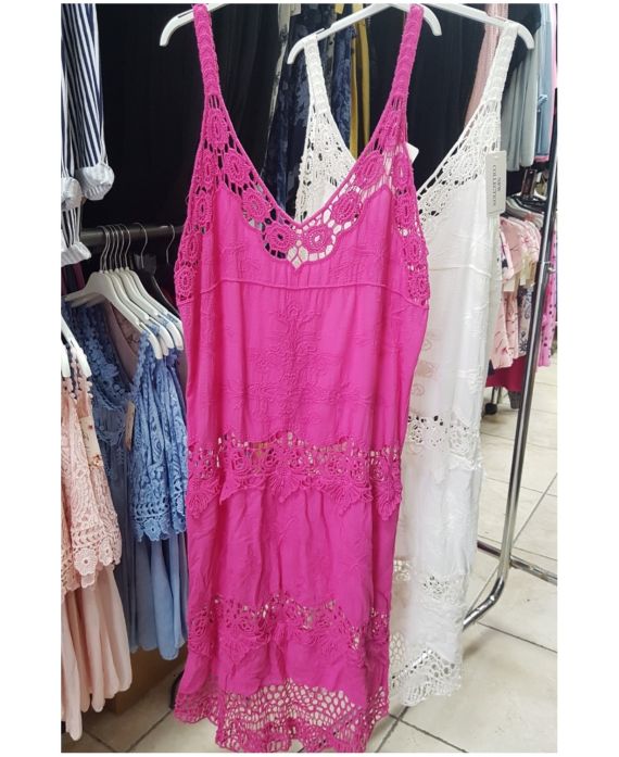 BEACH DRESS LONG LACE 0111 FUSHIA