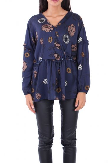 BLOUSE SATINEE 0128 NAVY