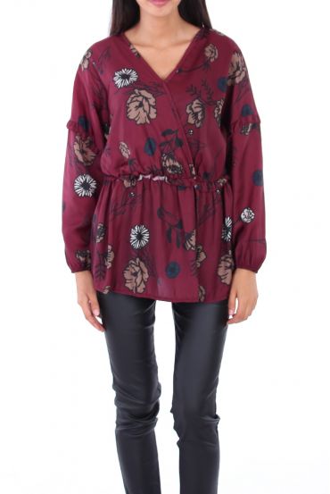 BLUSE SATINEE 0128 BORDEAUX