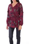 BLOUSE SATINEE 0128 BORDEAUX