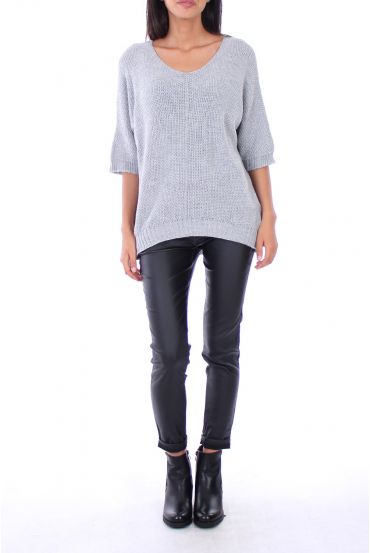 PULL COL V 0154 GRIS