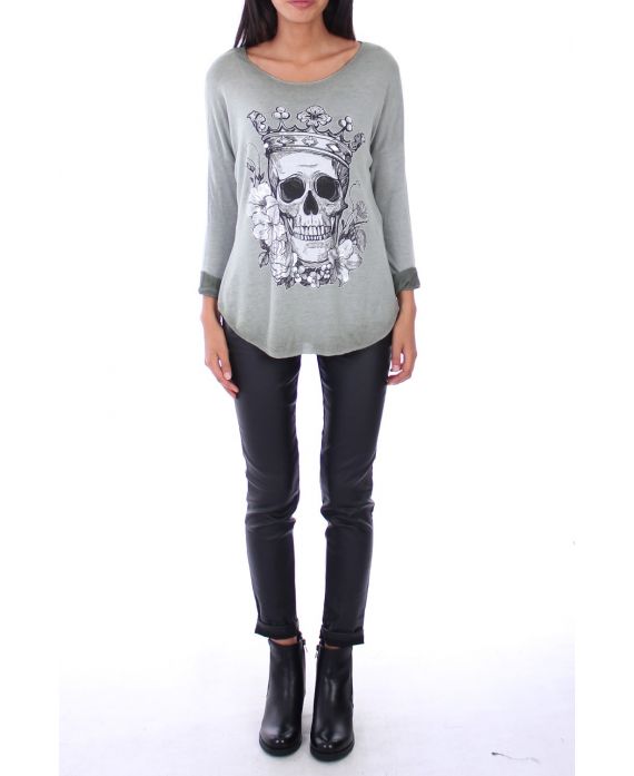 PULL TETE DE MORT 0138 VERT