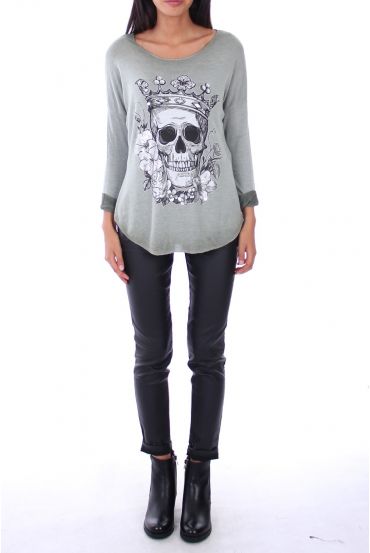 PULL TETE DE MORT 0138 VERT