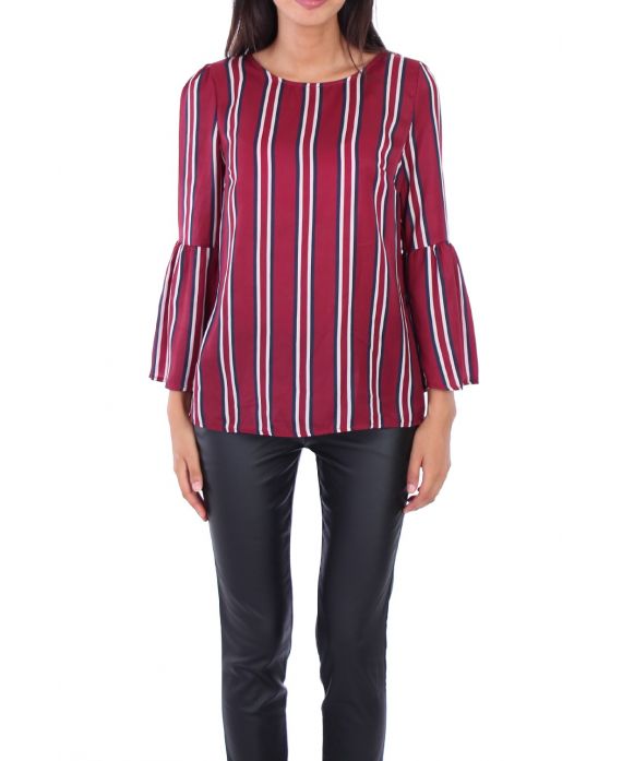 BLOUSE RAYEE SATINEE 0136 BORDEAUX