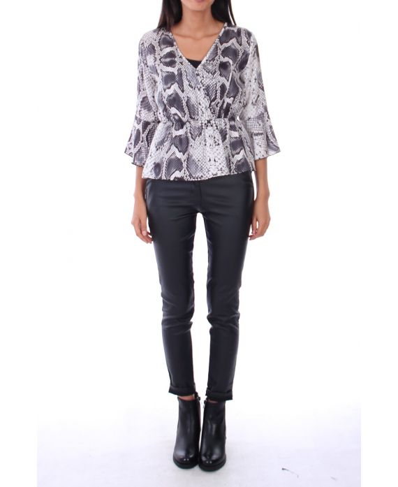 BLOUSE REPTIELEN SATINEE 0131 GRIJS