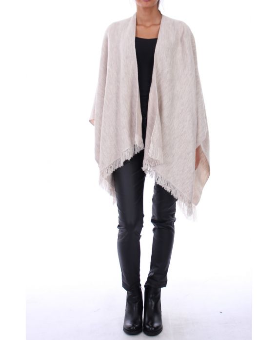 PONCHO A FRANGES 0119 BEIGE