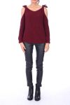 PULL A NOUER MOHAIR 0123 BORDEAUX