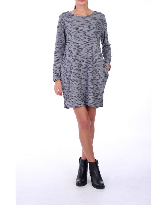 VESTIDO DE TELA DE CHINA 0219 GRIS