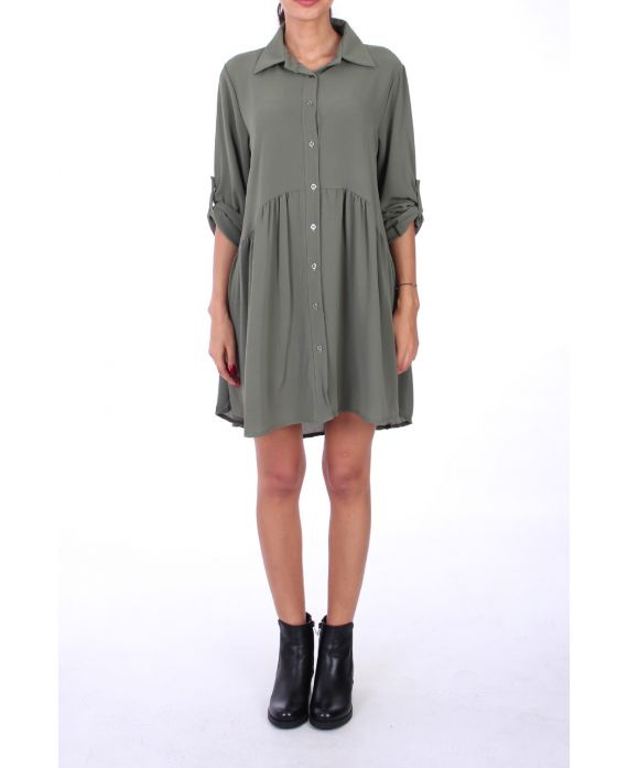 VESTIDO DE FORMA CAMISA BOUTONEE 0222 VERDE MILITAR