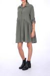 VESTIDO DE FORMA CAMISA BOUTONEE 0222 VERDE MILITAR