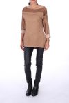 T-SHIRT MIT SPITZEN-0232 CAMEL