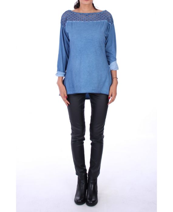 T-SHIRT IN PIZZO 0232 BLU