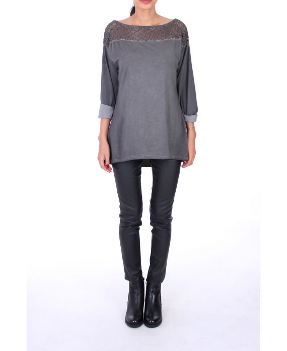 T-SHIRT IN PIZZO 0232 NERO